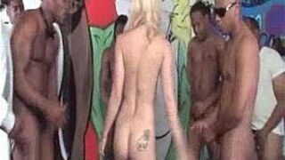 Blonde Gets Black Gangbanged - porn video