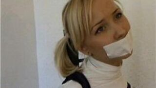 cute innocent teen girl frogtied and tape gagged - porn video