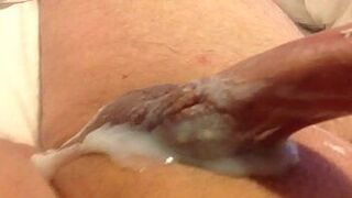 Jacking off with thick milky cumload shooting up and pasting my cock - porn video