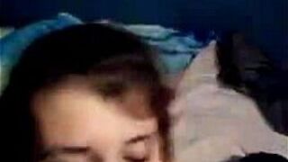 Babe gives BJ and gets jizzed in her mouth - porn video