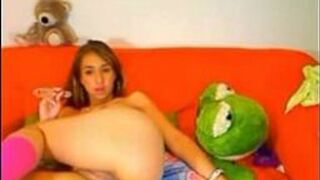 Busty babe fingers and toys her ass - porn video